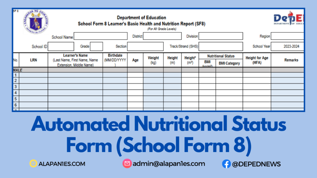 Automated Nutritional Status Form (School Form 8)
