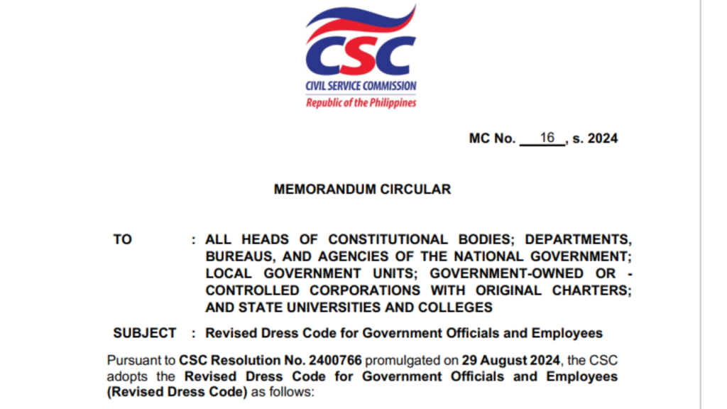 CSC Revised Dress Code