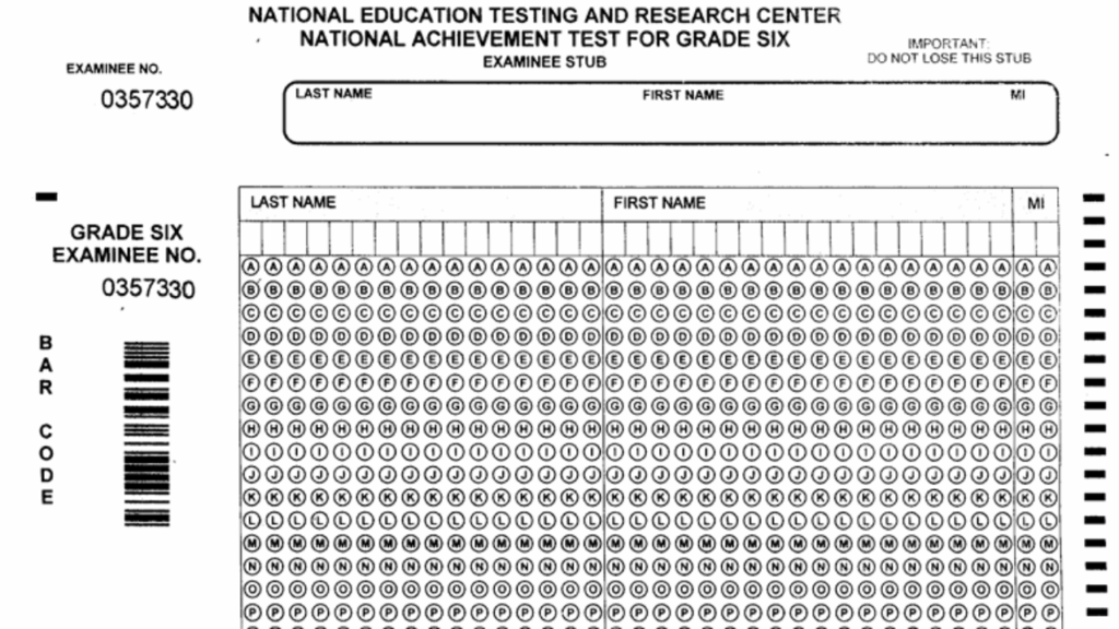 NAT Answer Sheet